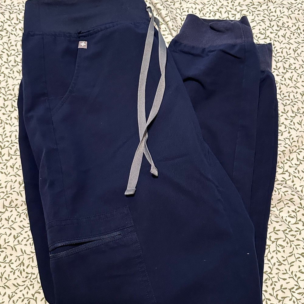 Figs High Waisted Zamora Jogger Scrub Pants Navy
